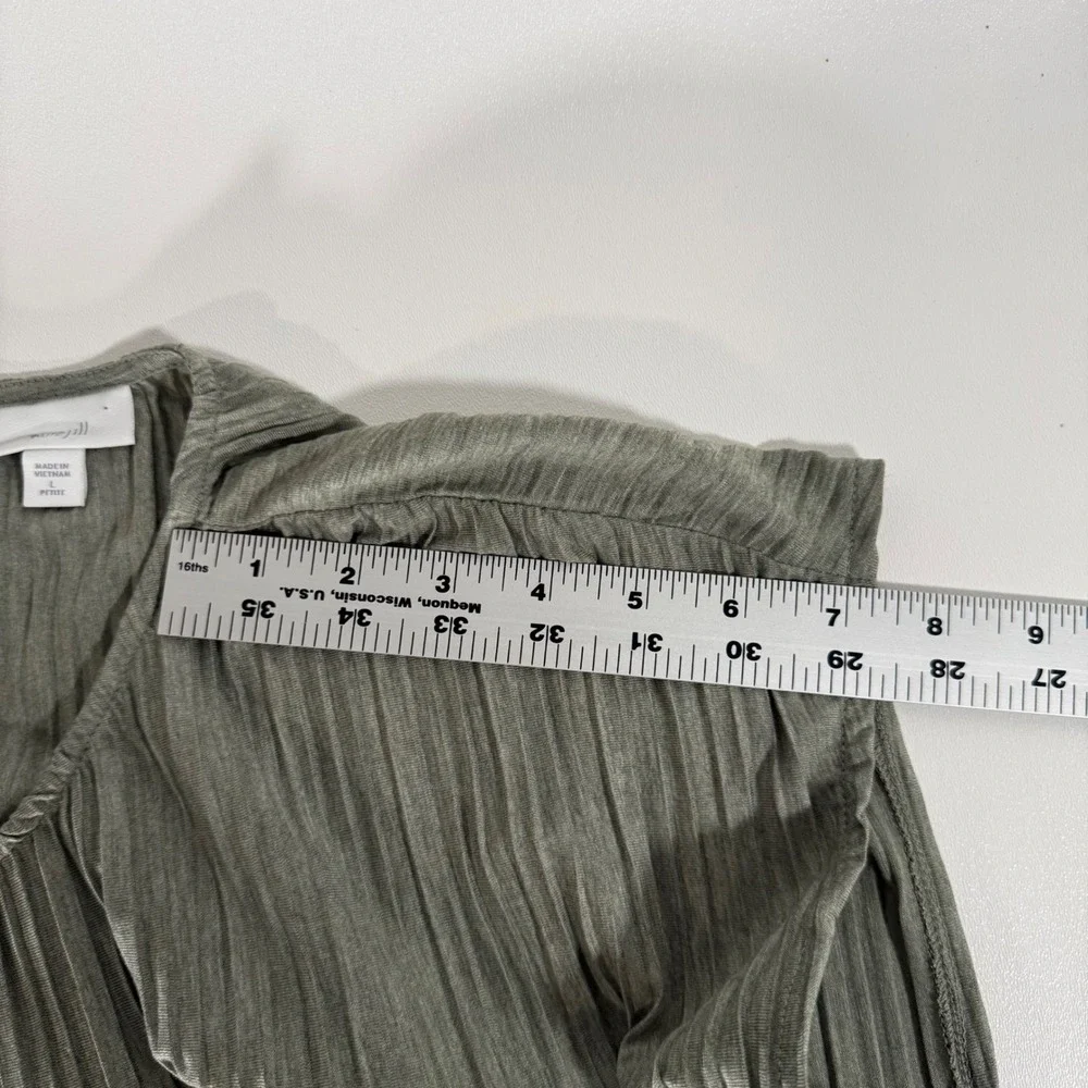 J Jill Pure Jill Pleated Top and Wide Leg Matching Set Sage Green Large Petite - Picture 11 of 12